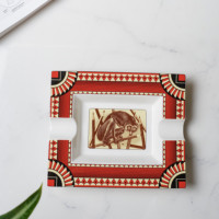 Cendrier décoratif de luxe en céramique, motif mosaïque rectangulaire, bordure dorée, porte-cigarettes pour la maison, le bureau, l'hôtel, la table, cadeau