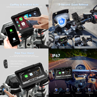 Podofo Écran portable 7'' pour moto, Carplay sans fil, Android Auto, TMPS, dégagement rapide/contrôle par bracelet au volant, OEM