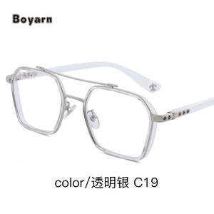 Boyarn Vintage <strong>Korean</strong> Trendy Oversize Double Beam Anti Blue Light Optical Spectacle <strong>Glasses</strong> Factory Wholesale - Product Image 3