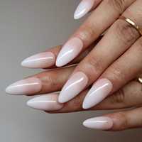 Offre Spéciale – Faux Ongles Amande en Acrylique, Effet Peau Nue, Dégradé Blanc Lait, French Manucure, Personnalisables, Faits Main, pour Mariage