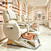 Équipement de salon de beauté, fauteuils de pédicure électriques avec bassin en céramique, fauteuil de pédicure avec LED pour salon de manucure