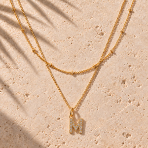 <span class=keywords><strong>Collana</strong></span> a strati <span class=keywords><strong>con</strong></span> <span class=keywords><strong>iniziale</strong></span> da donna, catena a sfera <span class=keywords><strong>con</strong></span> strass, <span class=keywords><strong>ciondolo</strong></span> a lettera dell'alfabeto A-Z, gioielli personalizzati - Product Image 5