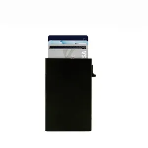 minimaliast mini metal pop up wallet men card holder rfid aluminium holders with clear pockets