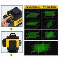 Niveau laser vert industriel DIY 360° à pendule autonivelant, batterie au lithium, pour construction et fixation d'images, 16 lignes, garantie 1 an