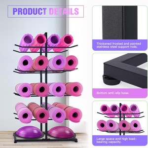 Yoga mat storage rack, gym/home tool rack, yoga/dance studio multi-tier storage <b>shelf</b>, floor-standing - Product Image 4