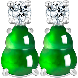 S925 silver inlaid natural A-grade jadeite <b>emerald</b> green ice type jade pendant <b>stud</b> earrings for women, fashionable jewelry - Product Image 4
