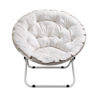Fauteuil lune moderne rond en tissu Oxford, pliable, avec structure en métal, pour chambre, jardin et salon