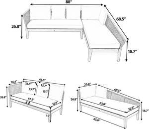 Ensemble de patio pour 5 personnes avec coussins canapé d'extérieur moderne ondulé en corde compatible avec le <span class=keywords><strong>jardin</strong></span> et la pelouse - Product Image 5