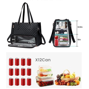 Lot de 2 Sacs à Main et Sacs d'Épaule Imperméables <span class=keywords><strong>pour</strong></span> Femmes, Boîte à <span class=keywords><strong>Lunch</strong></span> Quotidienne, École, Affaires, avec <span class=keywords><strong>Sac</strong></span> <span class=keywords><strong>Isotherme</strong></span> Intégré <span class=keywords><strong>pour</strong></span> Ordinateur Portable - Product Image 3