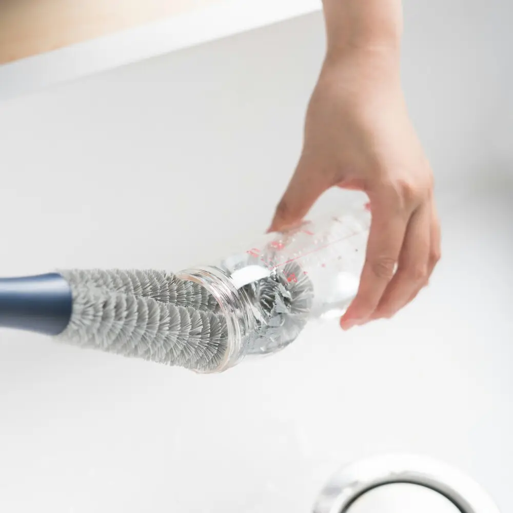 Pinmoo conjunto de escova para limpeza de garrafa, pincel de plástico com cabo