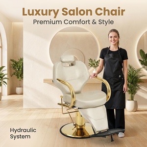Sillón de Barbería Hidráulico Dorado de Lujo, Estilo Europeo, para Salón de Belleza, Peluquería, Estudio de Barbería - Product Image 1