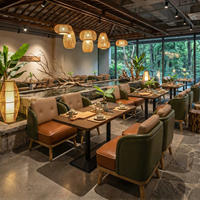 Meubles commerciaux durables sur mesure haut de gamme, canapé en cuir rétro, sièges de restaurant, salle à manger, café, table de café, ensemble de banquettes