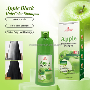 Nuevo Champú Permanente para el <span class=keywords><strong>Cabello</strong></span> Color Negro Manzana 3 en 1 Sin Amoníaco para una Cobertura Perfecta de Canas Uso Doméstico 400ml - Product Image 4