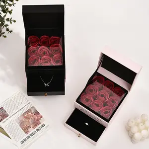 Gr Zwart Roze Eeuwige Roos Bewaarde Bloem Geschenkdoos Acryl Dome Case Sieraden Tekenen Voor Altijd Bewaard Rozen Doos Voor Kerst