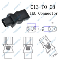Adaptateur secteur C13 femelle vers C8 avec prise PVC cuivre 110V-250V 2.5A-10A