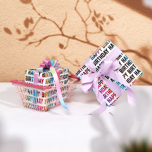 Rollo de papel Kraft dorado de color cumpleaños de 80g al por mayor 43*300cm regalo de lujo embalaje personalizado rollo de papel de regalo - Product Image 4