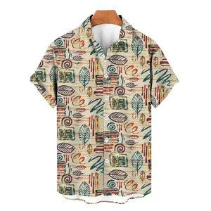 Vintage Street Style 3D Textured Men&#39;s Shirt Fashion Casual Streetwear Short Sleeve Men&#39;s Clothing Custom Logo Summer