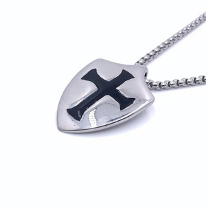 Stainless Steel Shield <b>Cross</b> Pendant Men's Necklace Themed Pendants Gift Jewelry - Product Image 5