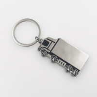 Porte-clés de camionnette en alliage de zinc 2D en relief, de haute qualité, avec logo personnalisé imprimé au laser