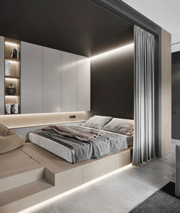 Conception de tiroir latéral d'armoire de chevet de chevet de tatami gris noir et blanc léger moderne approprié à la chambre à coucher - Product Image 6