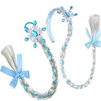 Lot de 2 longues tresses de princesse non lacées, perruque Elsa, tresses pour filles, accessoires de coiffure pour cosplay, bandeau pour tout-petits
