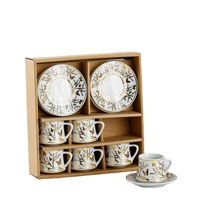 JADE Nouvel ensemble de tasses en porcelaine de style chinois 6 tasses et assiettes Tasse à thé et à café Cadeau d'affaires pour fête Poignée