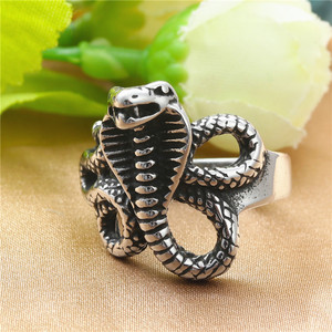 Anillo de Acero de Titanio con Diseño de Serpiente, Estilo Punk Retro, Unisex, Color Plateado - Product Image 2