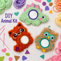 Kit de loisirs créatifs 3-en-1 DIY : Miroir animal en peluche, hibou mignon fait main, jouets en peluche personnalisés pour enfants, jouet à lacquer, pendentif de sac, vente en gros