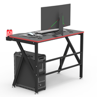 Bureau de jeu en bois noir en forme de K, modèle BEISIJIE, directement de l'usine, avec porte-gobelet et design extensible