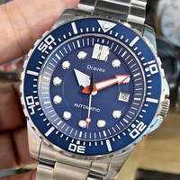 Montre de plongée automatique pour hommes, lunette rotative, marqueurs lumineux, calendrier, bracelet en caoutchouc en acier inoxydable, montre-bracelet mécanique de sport