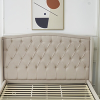 Lit en tissu moderne de taille King Size avec cadre en bois et panneaux en contreplaqué, facile à assembler, vente en gros