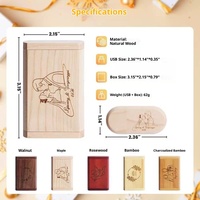 Flashdisk Usb kayu dengan kotak, Flash Drive Usb kayu 8Gb 16Gb 32Gb Cle bambu stik memori Usb 64gb 128gb