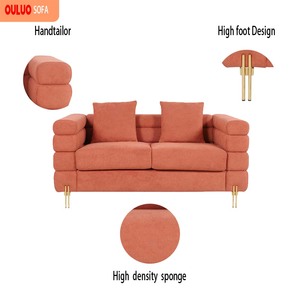 <span class=keywords><strong>Canapé</strong></span> <span class=keywords><strong>2</strong></span> <span class=keywords><strong>places</strong></span> OULUO en terre cuite moderne - <span class=keywords><strong>Canapé</strong></span> de salon élégant et minimaliste avec pieds en métal doré - Product Image 6