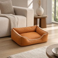Lit pour chat standard avec rebords, en peluche respirante, housse amovible lavable, base imperméable et antidérapante