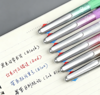 Stylo gel multicolore 4 en 1, 0,5 mm, cuivre, faible gravité, rétractable, multi-couleurs, prise en main souple, 4 couleurs, pour le bureau et l'école