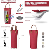 Geïsoleerde draagtas voor één fles champagne, custom 600D polyester waterdichte wijnkoeler