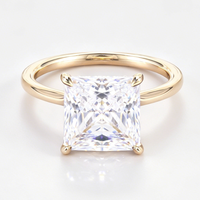 Bague de mariage classique en moissanite à quatre griffes 1CT 3CT 6CT en argent sterling S925 plaqué or