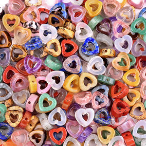 Grande foro 10mm assortito di cristallo naturale agata amore cuore perline forato pietra allentata per la creazione di gioielli fai da te - Product Image 3