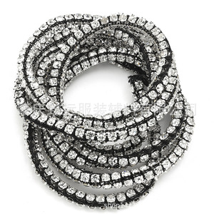 Cadena de Cuerda Cosida a Mano con 3 Filas de Diamantes de Imitación de 3mm, Blanca y Negra, Accesorio DIY para Ropa y Calzado - Product Image 5