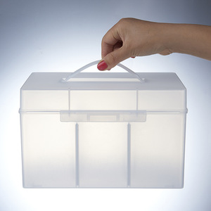 Plastic Storage Box Organizer Frosted Transparent Rectangle With Compartments For Toys Books Medicine Desktop Use - Product Image 1