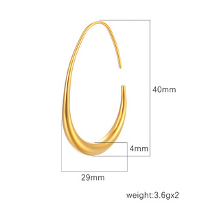 TG besar Oval baja tahan karat anting Hoop untuk wanita berlapis emas tinggi dipoles pernyataan perhiasan trendi gaya - Product Image 3