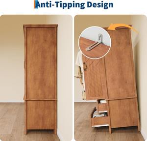 <span class=keywords><strong>Armario</strong></span> de dormitorio de madera alto estilo rústico independiente en forma de V con 2 cajones y <span class=keywords><strong>puertas</strong></span> para ropa, MOQ <span class=keywords><strong>100</strong></span> unidades - Product Image 3