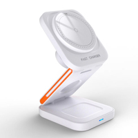 Vente flash : Chargeur sans fil magnétique 3-en-1 15W, support de charge pliable, station de bureau pour montre connectée, écouteurs, iPhone, smartphone