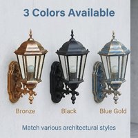 Applique murale extérieure LED vintage en aluminium moulé, étanche IP54, abat-jour en verre trempé, 3 options de couleur, garantie 2 ans, OEM/ODM
