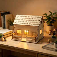 Kit Rumah Natal Kayu DIY Grosir, Belum Terpasang, Potongan Laser 3D, Model Kabin Puzzle Kayu <50 Potongan, Perakitan Mudah, Edukatif
