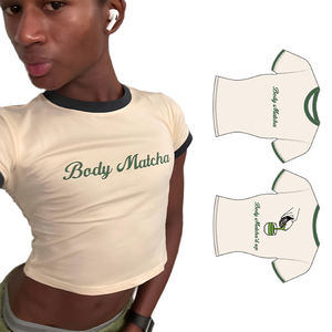 Camiseta de bebé con logotipo personalizado, Tops cortos de gimnasio para mujer, Sexy LICRA recortada de camiseta sin mangas de algodón, ropa deportiva corta ajustada de Hip Hop para porristas - Product Image 1