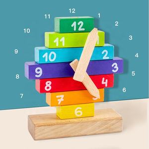 Giocattoli educativi Montessori che imparano per i bambini giocattoli per l'apprendimento della prima infanzia orologio blocchi di costruzione con colori e numero - Product Image 1