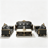 Ensemble de canapés de salon en bois de couleur vive de style baroque français luxueux / Canapé antique sculpté à la main de style palais royal / Meubles de maison