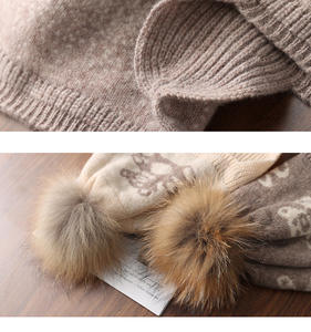 Шерстяная (100% шерсть) очень теплая зимняя дышащая детская вязаная шапка с помпоном и наушниками для активного отдыха, катания на лыжах, велоспорта и путешествий - Product Image 5