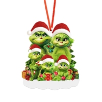 Breloque personnalisable en résine Grinch Couple - Pendentif décoratif de Noël pour arbre de Noël, décoration d'intérieur pour fans de films, ornements de Noël